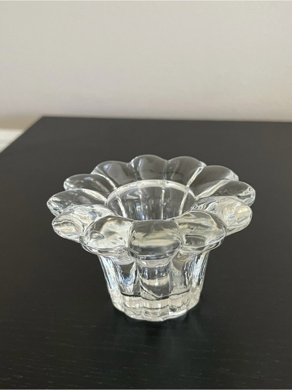 Vintage KIG Crystal Candle Holder Flower Petal Design Indonesia 2 Inch
